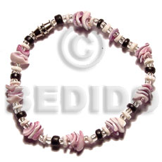 cebu beauty  white clam, 4-5mm coco Pokalet. & glass beads combination - Shell Bracelets