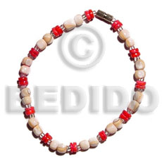 luhuanus beads  white clam in red combination - Shell Bracelets