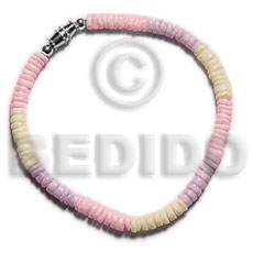 pastel colored combination white clam heishe - Shell Bracelets