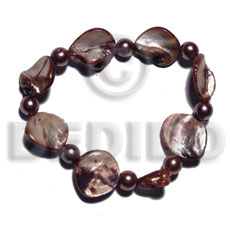 brown kabibe shell nuggest / elastic - Shell Bracelets