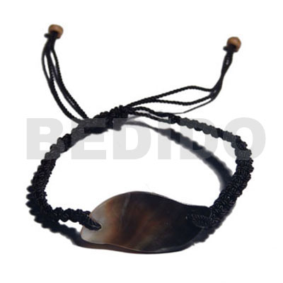 black macrame blacklip shell id bracelet - Shell Bracelets