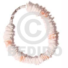 white rose  pink rose accent - Shell Bracelets