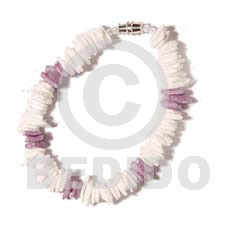 white rose  dyed lilac white rose accent - Shell Bracelets