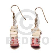 dangling white rose/old rose - Shell Earrings