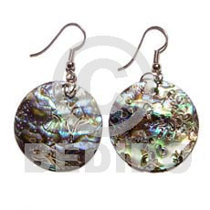 35mm dangling round paua "abalone" Shell Earrings