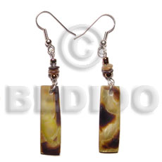 (duplicate 5030er) dangling 30x10mm brownlip bar  horn bead accent earrings - Shell Earrings