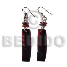 dangling 40x10mm black tab bar  horn bead accent earrings - Shell Earrings