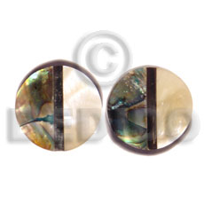 Inlaid troca and abalone round Shell Earrings