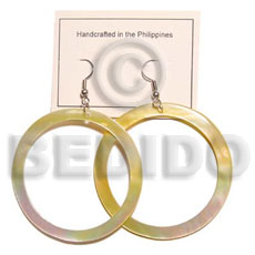 dangling round MOP hoop earrings 50mm - Shell Earrings