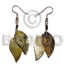 dangling double leaf brownlip 25mm - Shell Earrings