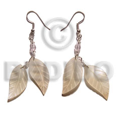 dangling double leaf hammershell 25mm - Shell Earrings
