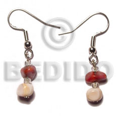 dangling corals and luhuanus mosaic beads - Shell Earrings