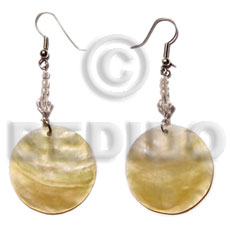 dangling 25mm MOP  glass beads//acrylic crystals - Shell Earrings