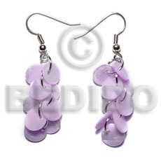Dangling multiple lilac round 8mm Shell Earrings