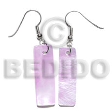 dangling 30x10mm lilac hammershelll bar earrings - Shell Earrings