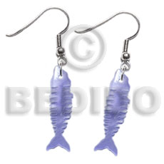35mm lilac fishbone hammershell - Shell Earrings