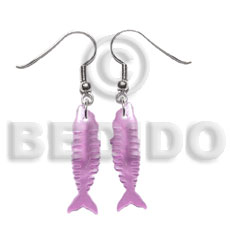 35mm pastel pink fishbone hammershell - Shell Earrings