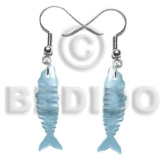 35mm pastel blue fishbone hammershell Shell Earrings