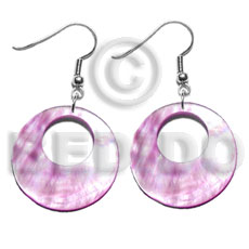 dangling 35mm pastel pink round hammershell - Shell Earrings