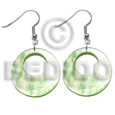 dangling 35mm pastel green  round hammershell - Shell Earrings