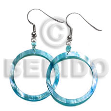 Dangling aqua blue kabibe Shell Earrings