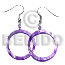 dangling  lavender hammershell earrings 45mm - Shell Earrings