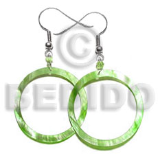 Dangling lime green hammershell Shell Earrings
