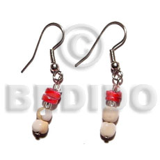 dangling luhuanus mosaic bead/white clam combination - Shell Earrings