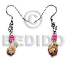dangling popcorn luhuanus / white clam combination - Shell Earrings