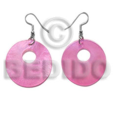 Dangling 35mm pink hammershell Shell Earrings