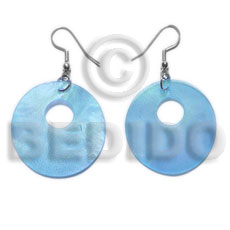 dangling 35mm aqua blue hammershell  10mm hole - Shell Earrings