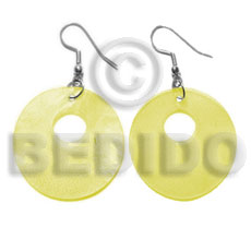 dangling 35mm yellow hammershell  10mm hole - Shell Earrings