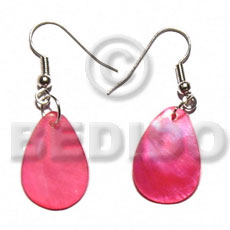 Dangling teardrop pink hammershell 20mmx15mm Shell Earrings