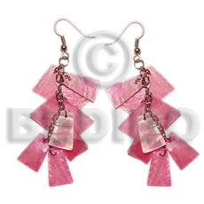 Dangling pink 20mmx15mm capiz 9pcs. Shell Earrings