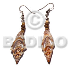 dangling tiger vertagus  4-5mm coco Pokalet. combination - Shell Earrings