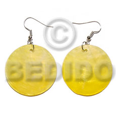 dangling yellow kabibe round 30mm - Shell Earrings