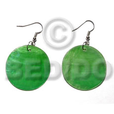 Dangling green kabibe round 30mm Shell Earrings