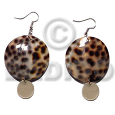 dangling round 35mm cowrie shell   10mm nat. hammershell accent - Shell Earrings