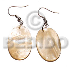 dangling 35mmx25mm oval peach kabibe shell - Shell Earrings