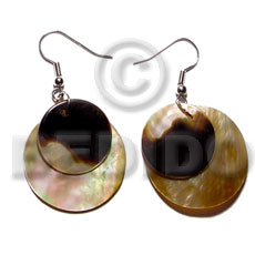 dangling round 35mm brownlip  20mm round brownlip tiger combination - Shell Earrings