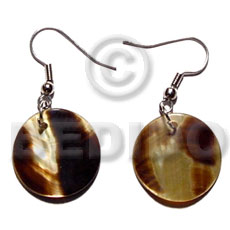 dangling 20mmx20mm round brownlip tiger - Shell Earrings