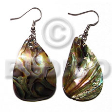 Dangling 30mmx25mm paua abalone teardrop Shell Earrings
