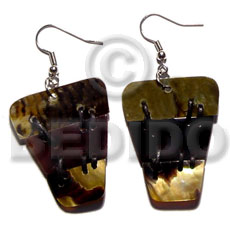 dangling blacklip/blacktab/brownlip tiger  wax cord w=30mmx10mm h=35mm - Shell Earrings