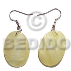Dangling 35mmx30mm oval yellow Shell Earrings