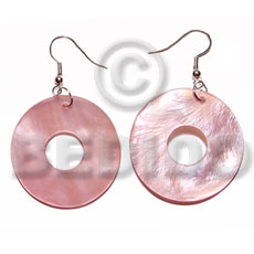 dangling 35mm ring  hammershell / baby pink - Shell Earrings