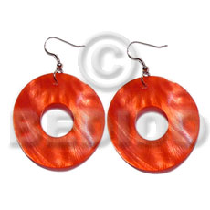 dangling 35mm ring  hammershell / red - Shell Earrings