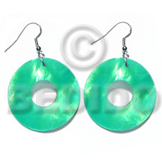 dangling 35mm ring  hammershell / mint green - Shell Earrings