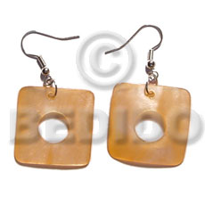 dangling 35mm square hammershell / orange - Shell Earrings