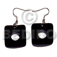 Dangling 35mm square black tab Shell Earrings