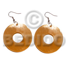 dangling 35mm ring  hammershell / orange - Shell Earrings